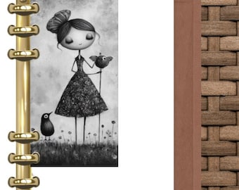 Marcapáginas para su agenda PM MM GM, planificador, tamaño A5, personal, insertos de bolsillo, moda en blanco y negro