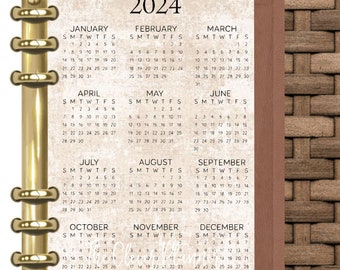 2024 Year At A Glance for your pm mm gm agendas, personal planner year at a glance, pocket planner, A5 year at a glance