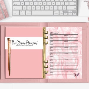 PRINTED Blush Marble Contacts Address planner Inserts for your pm mm gm agenda, A5 planner, Personal planner inserts, A5, Half Letter size