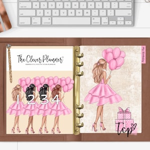 Birthday Planner Dashboard with tab for your pm mm gm agendas, personal planners, pocket size inserts, A5 planner dashboards, pink birthday