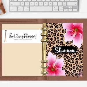 Planner Dashboard for your pm mm gm agendas, personal planners, personal wide planners, A5 planner dashboards, Leopard print and pink flower