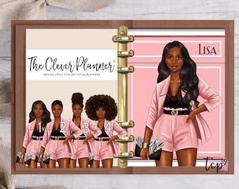 African American Girl Boss Planner Dashboard for your pm mm gm agendas, personal planners, pocket size inserts, A5 planner dashboards