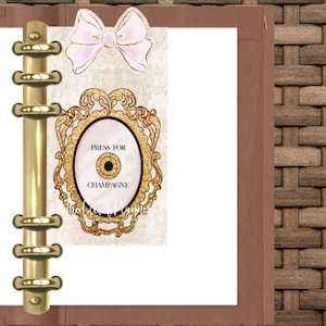 Pink Bow champagne planner page keeper bookmark for your gm mm pm agenda, pocket, personal size, A5 size