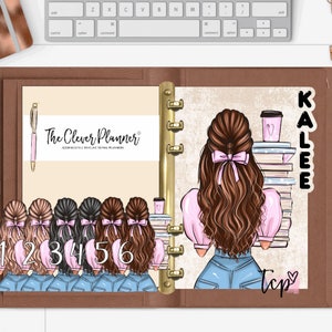 Planner Dashboard personalized for your pm mm gm agendas, personal planners, Personal size, A5 planner dashboards, Book lover