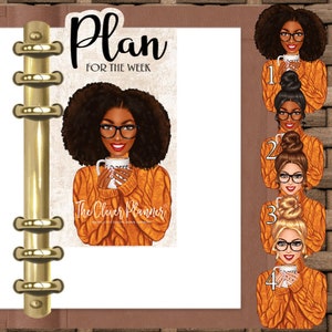 Coffee Girl Pagekeeper for your pm mm gm agendas, personal planner dashboard, personal wide dashboard, A5 Planner Dashboards, Bookmark