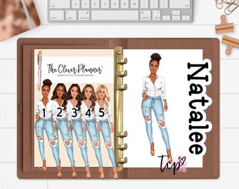 Planner Dashboard personalized for your pm mm gm agendas, personal planners, Personal size, A5 planner dashboards, personalized items