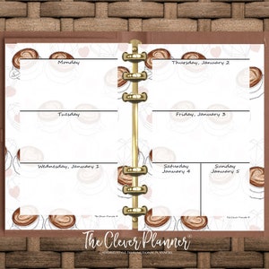 Printed 2025 weekly calendar for your pm, mm, gm agenda, personal, A5, (No separation for monthly dividers) Cute Coffee weekly printed