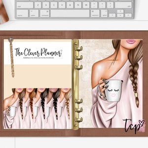 Coffee Girl Planner Dashboard for your pm mm gm agendas, personal planners, personal wide planners, A5 planner dashboards