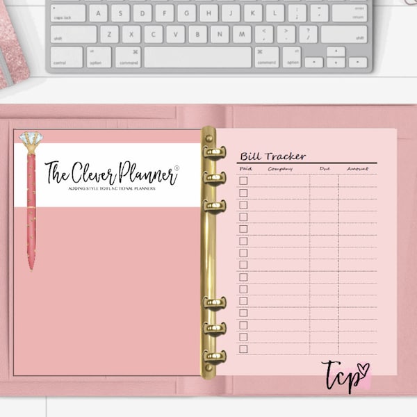 PRINTED Bill Tracker planner Insert refills pink blush for your pm mm gm agenda, Personal planner inserts, planner refills, planner inserts