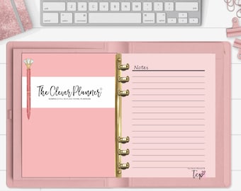 Pink Blush PRINTED Planner Notes Page Inserts for your pm mm gm agenda, A5 planner, Personal planner