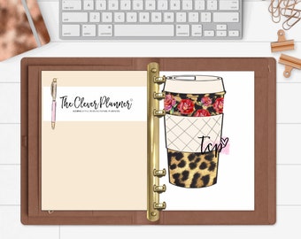 Leopard Print Coffee Planner Page Keeper Bookmark for your pm mm gm agenda, personal wide planner, personal planner, A5 planner