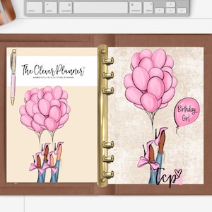 Planner Dashboard for your pm mm gm agendas, personal planners, personal wide planners, A5 planner dashboards, Birthday Girl