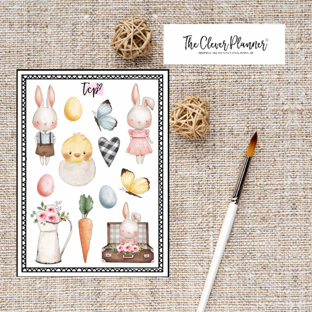 Deco Sticker Sheet | Easter Bunny Planner Stickers - Large Deco Sheet ...
