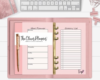 PRINTED Blush Meal planner Insert refills for your pm mm agenda, personal and pocket planner inserts