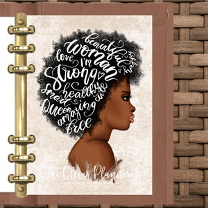African American Girl Boss Planner Dashboard for your pm mm gm agendas, personal planners, pocket size inserts, A5 planner dashboards