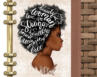 African American Girl Boss Planner Dashboard for your pm mm gm agendas, personal planners, pocket size inserts, A5 planner dashboards
