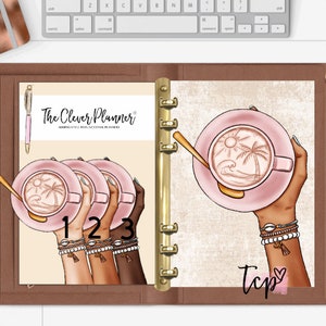 Tropical Coffee Planner Dashboard for your pm mm gm agendas, personal planners, personal wide planners, A5 planner dashboard, Pocket size