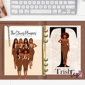 African American Fashion girl Dashboard for your pm mm gm agendas, personal planner dashboard, personal wide dashboard, A5 Planner Dashboard