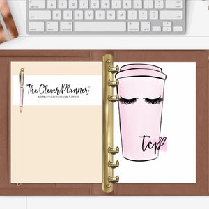 Eyelash Coffee Planner Page Keeper Bookmark for your pm mm gm agenda, personal wide planner, personal planner, A5 planner