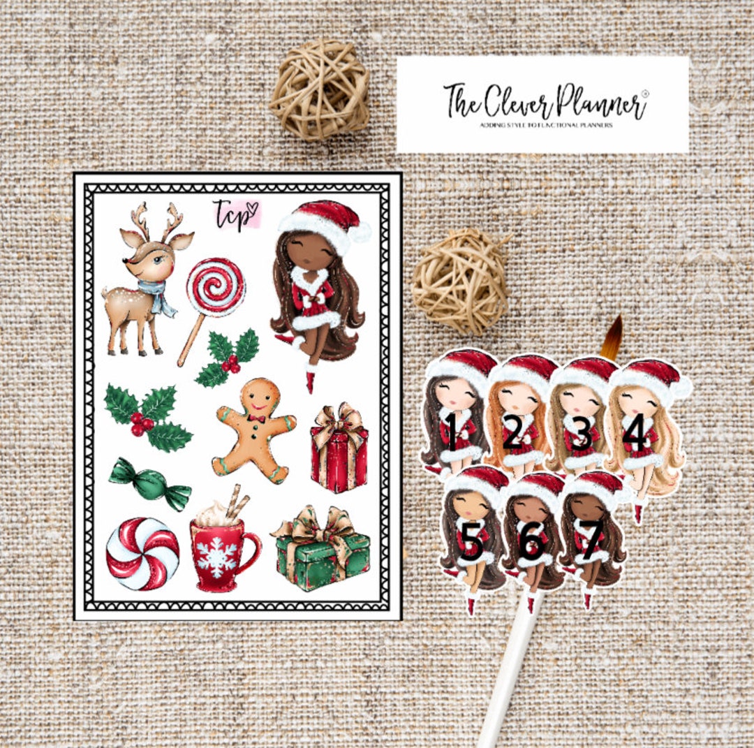 Deco Sticker Sheet | Traditional Christmas Planner Stickers - Large ...
