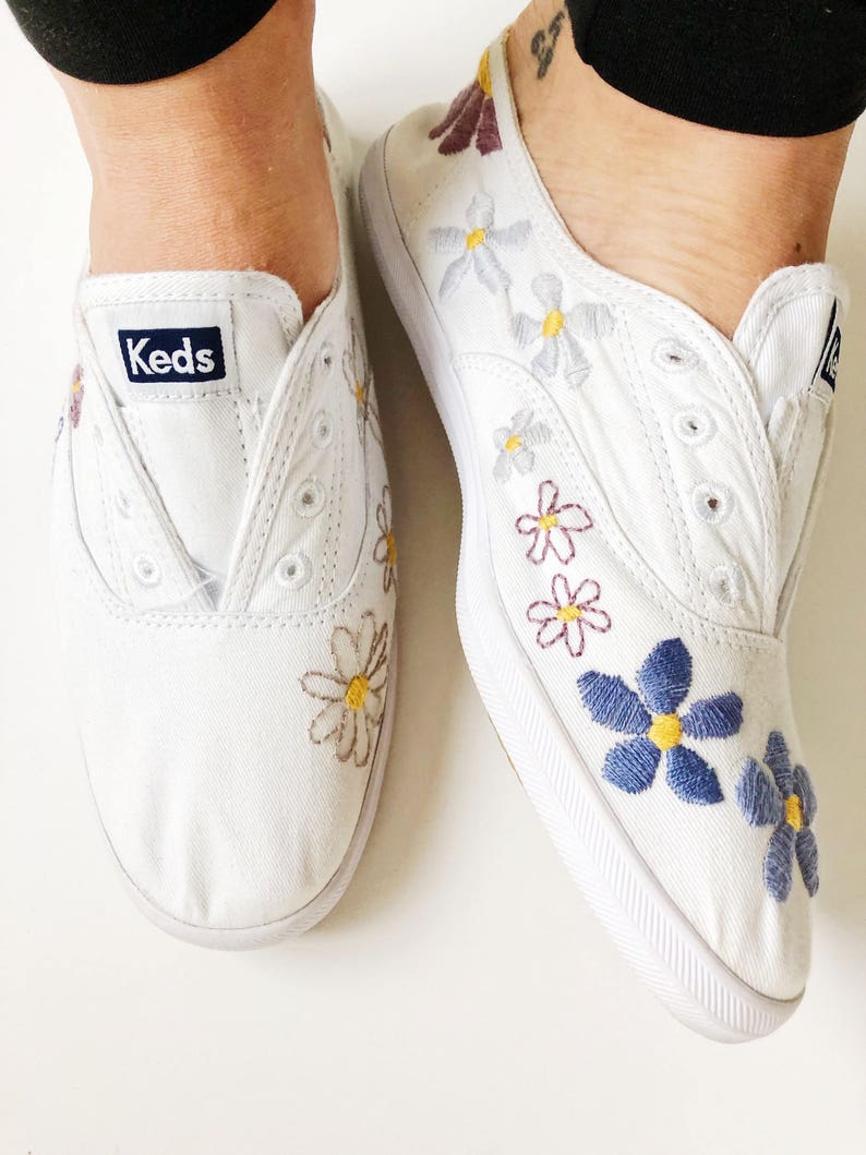 white floral keds