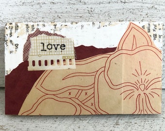 Original Collage on Wood - Love (1)