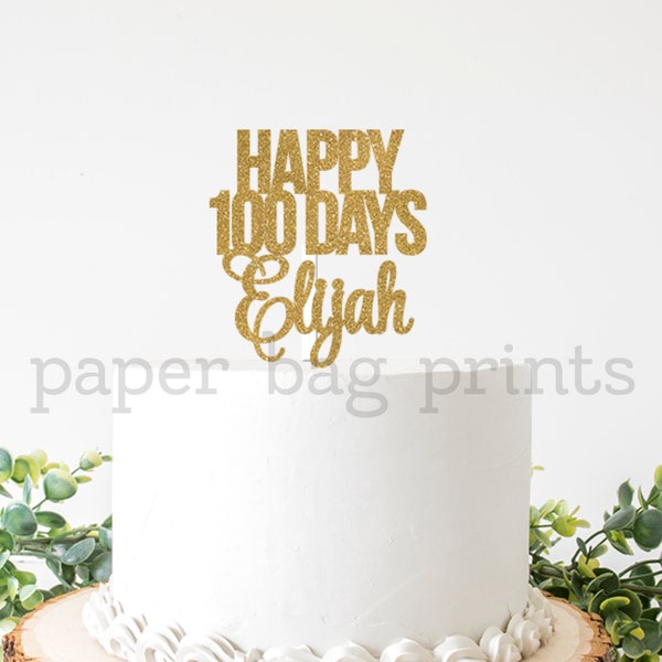 100 Days Cake Topper Personalized, Happy 100 Days, Korean 백일, Korean 100 Day Baby Celebration, Glitter Card stock, One Hundred, Personalized