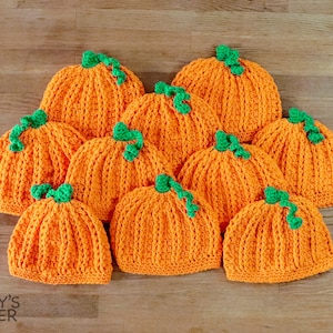 Newborn Pumpkin Hat, Crocheted Baby Pumpkin Cap