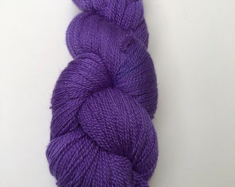 Merino wool and silk laceweight handdyed medium violet purple yarn, 100 grams, 875 yards