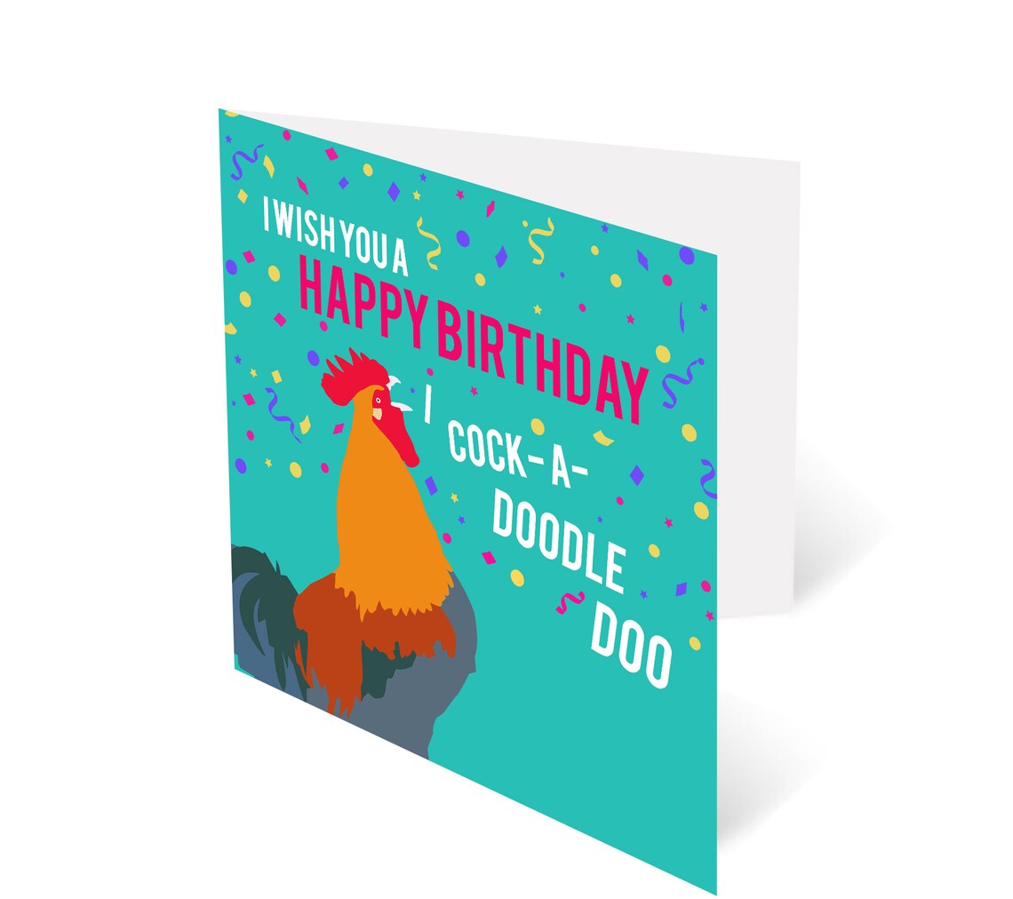 Chicken Birthday Card Cockerel Birthday Card Bird Birthday Etsy
