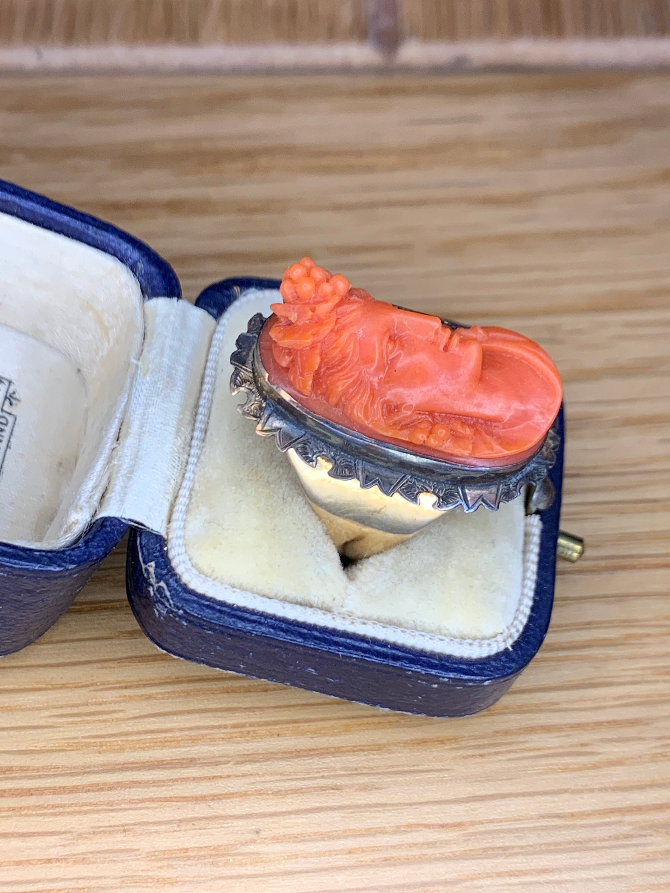 A Fabulous Hand Carved Coral Bust Ring Circa 1800s - Etsy