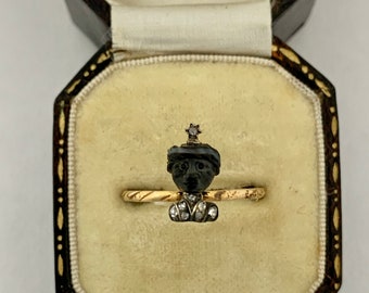 Ein atemberaubender georgianischer Blackamore & Rose Cut Diamant Ring Circa 1800's