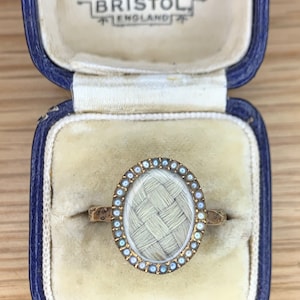 A Wonderful Georgian Hair Memorial & Seed Pearl Ring Circa 1800’s