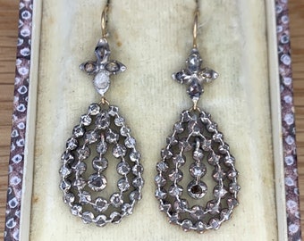 Georgian 2ct Rose Cut Diamond Earrings Circa 1800’s