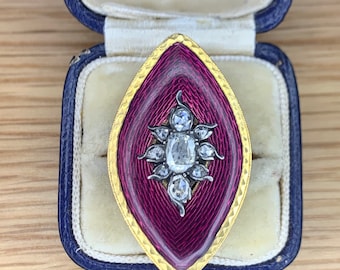 Ein atemberaubender georgianischer Diamant mit Rosenschliff und Emaille Ring Circa 1790's