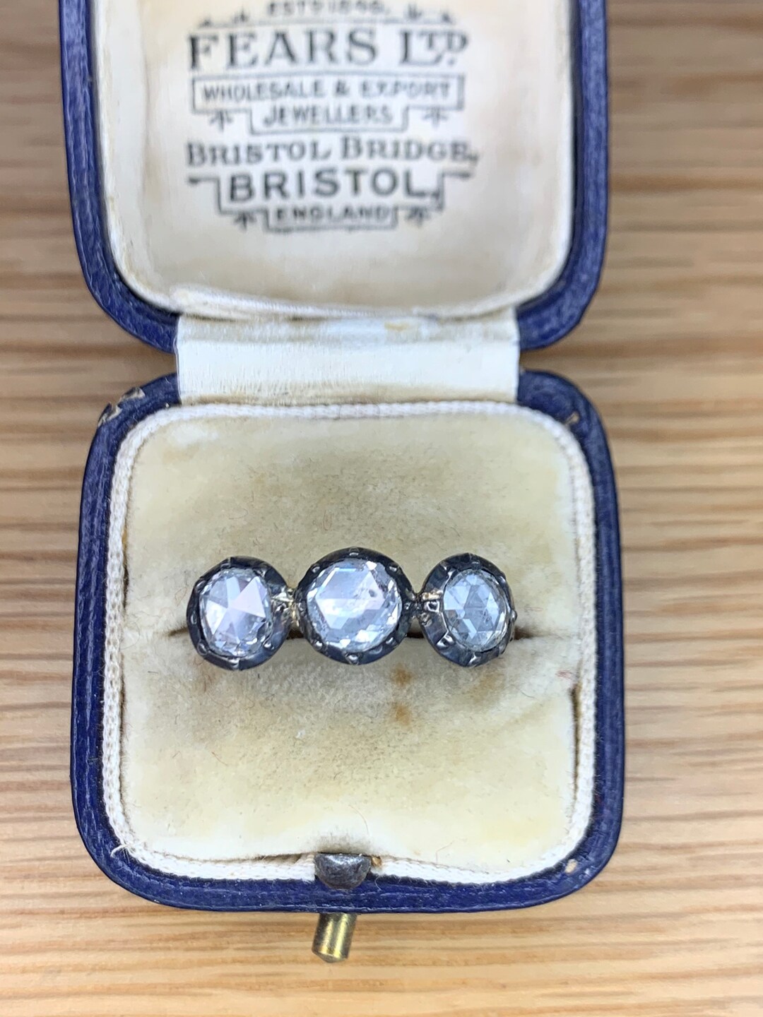 A Magnificent Georgian 3ct Rose Cut Diamond Three Stone Ring Circa 1800 ...