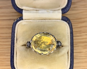 An 8ct Citrine & Rose Cut Diamond Ring Circa 1800’s