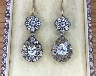 A Fabulous Pair Of Georgian White Paste Drop Earrings Circa 1790’s