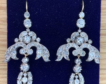 A Magnificent Pair Of 6ct Old Mine Cut Diamond Earrings Circa 1800’s.