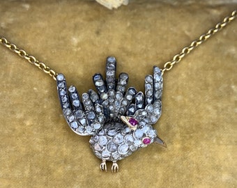 A Stunning Georgian 4ct Rose Cut Diamond Bird Pendant Circa 1800’s