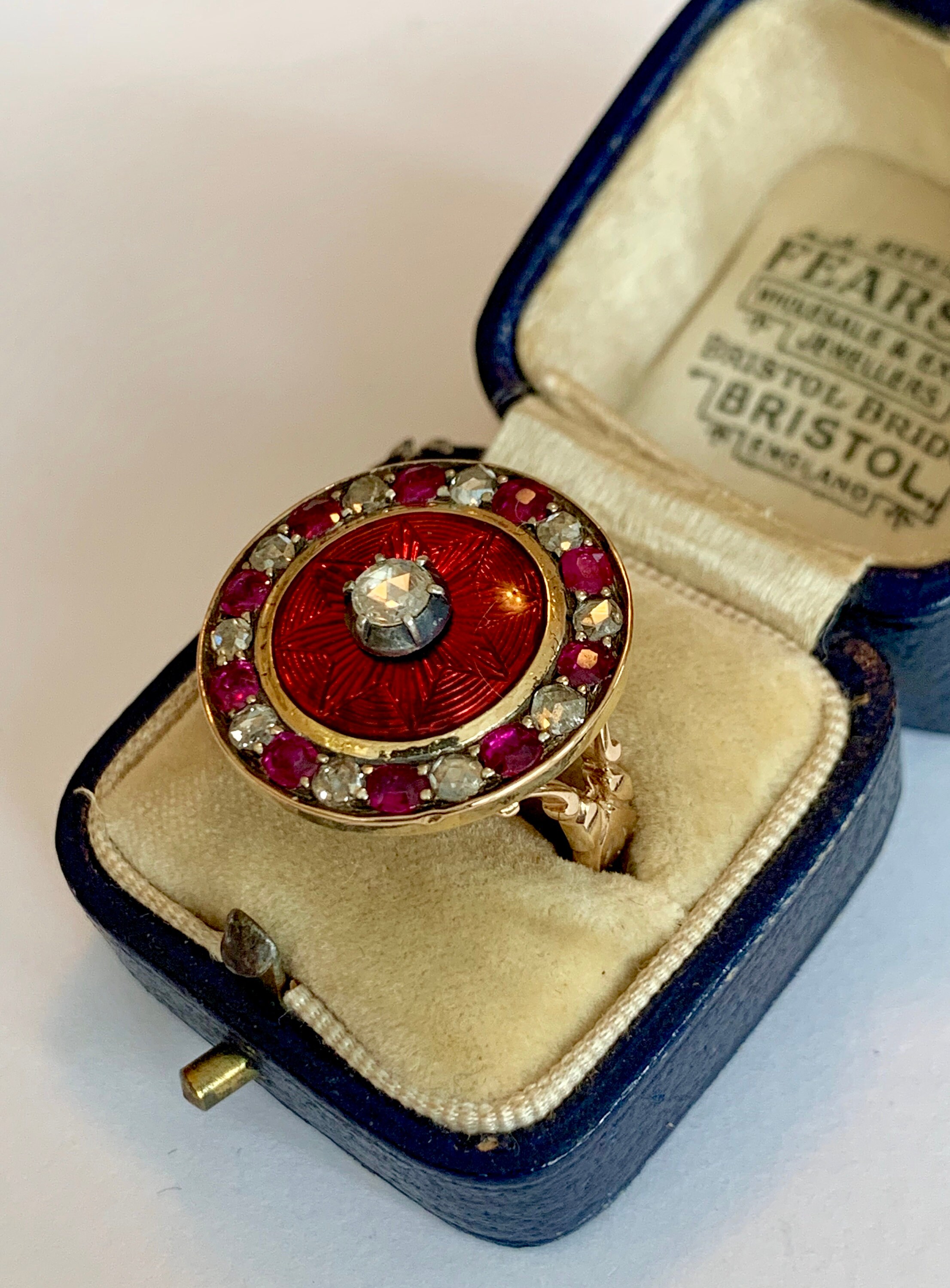 An Impressive Enamel, Ruby & Rose Cut Diamond Ring Circa 1800’s - Etsy