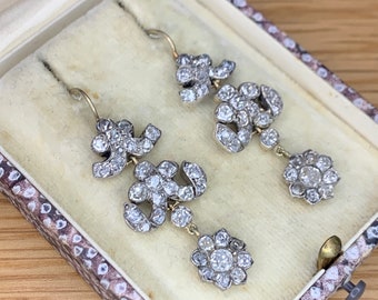 A Magnificent Pair Of 5ct Old Mine Cut Diamond Earrings Circa 1800’s.