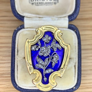 A Stunning Georgian Royal Blue Enamel & Rose Cut Diamond Flower Ring Circa 1800’s