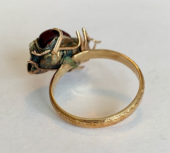 An Impressive Garnet, Ruby & Pearl Bug Ring Circa… - image 6