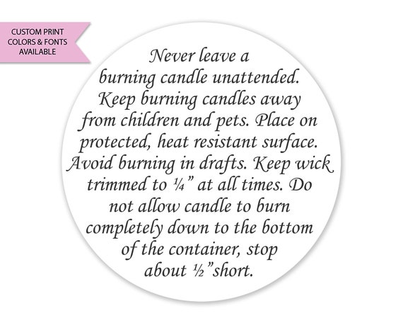 Generic CANDLE WARNING LABELS, Candle Warning Stickers, Burning