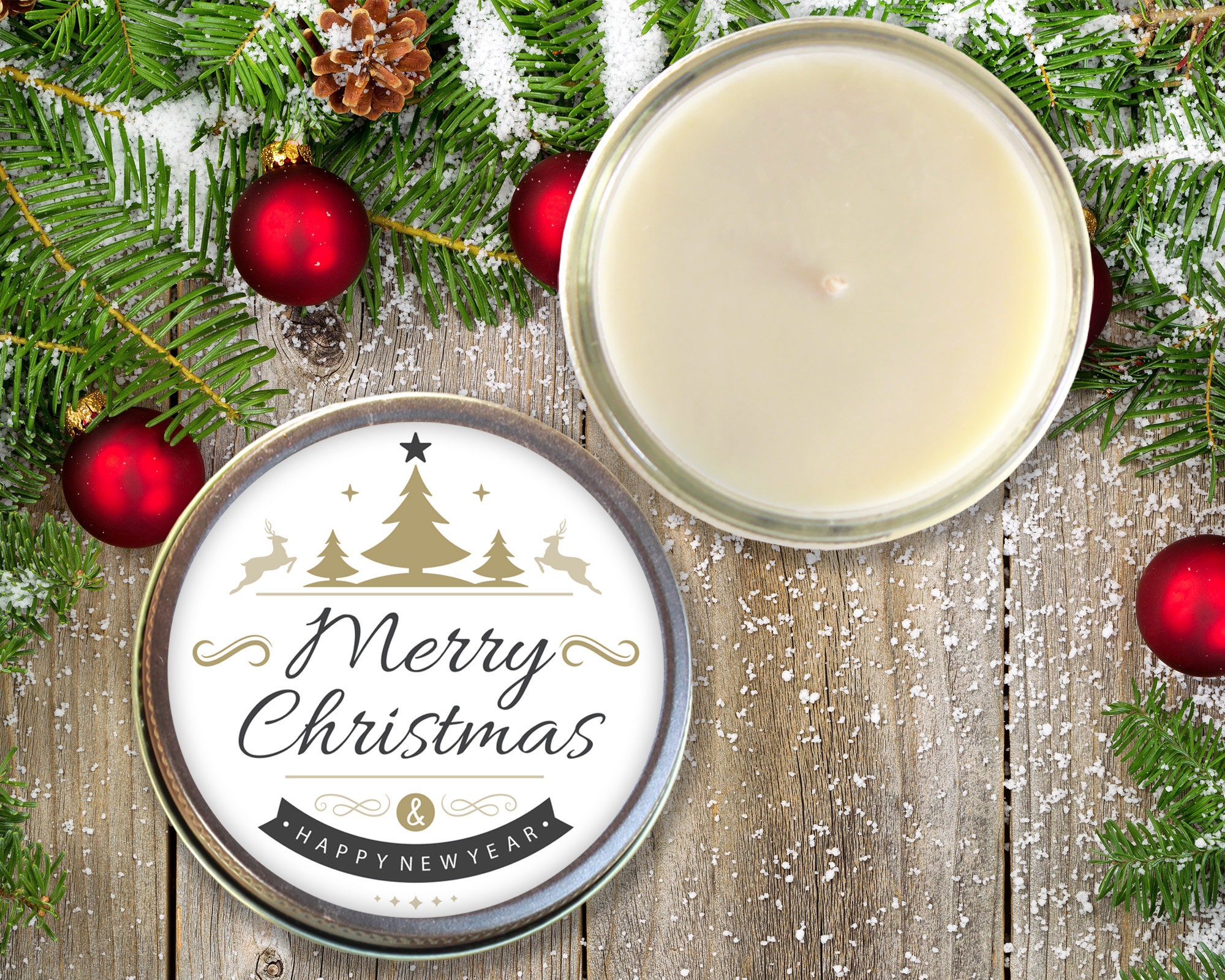 Merry Christmas & Happy New Year Candle Gift Set Christmas Etsy