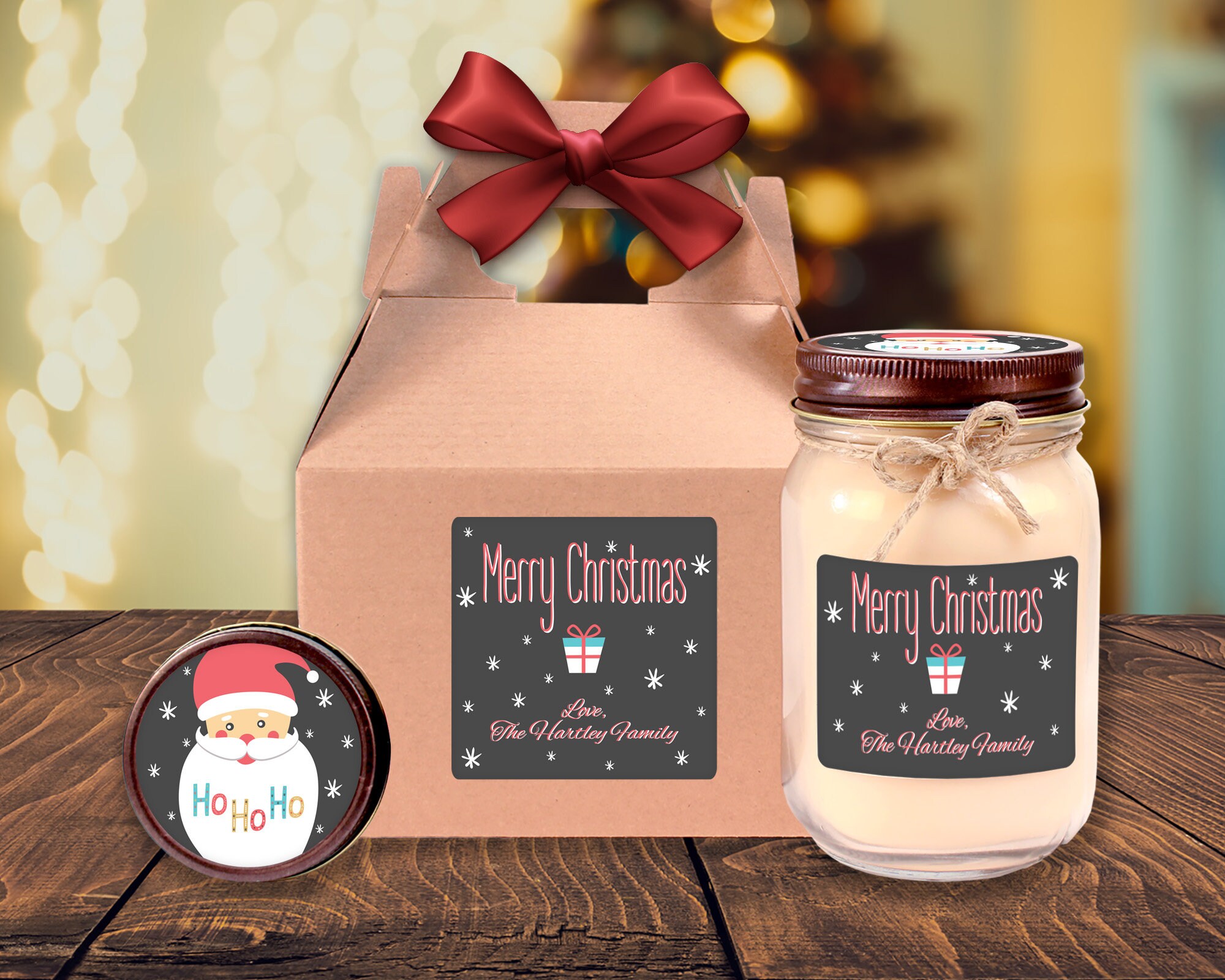 Ho Ho Ho Merry Christmas Candle Gift Set Christmas Candle Etsy
