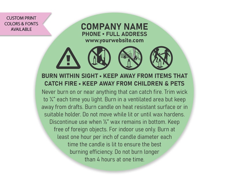 Candle Warning Labels Candle Warning Stickers Custom Candle Etsy UK