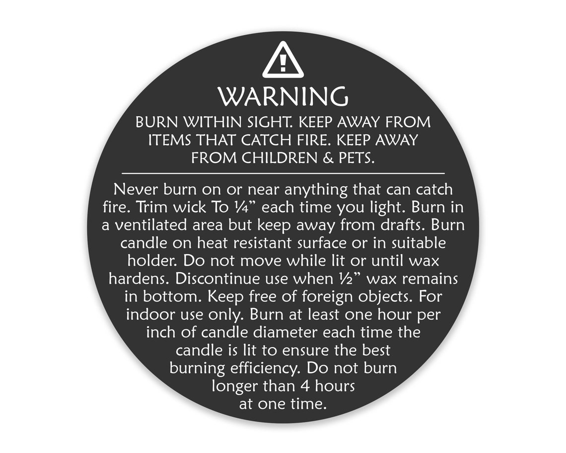 Generic CANDLE WARNING LABELS Candle Warning Stickers Etsy
