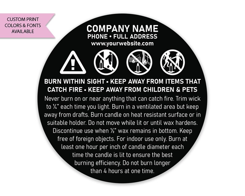 Candle Warning Labels Candle Warning Stickers Custom Candle Etsy UK